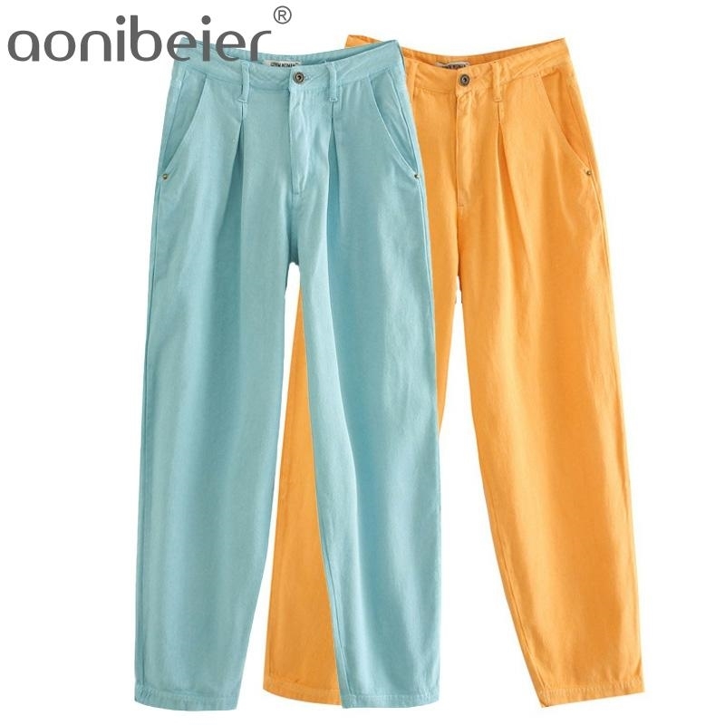 

Blue Yellow Women Jeans Summer Autumn High Waist Folds Casual Ankle Length Harem Pants Female Denim Pantalons 210604, Ll