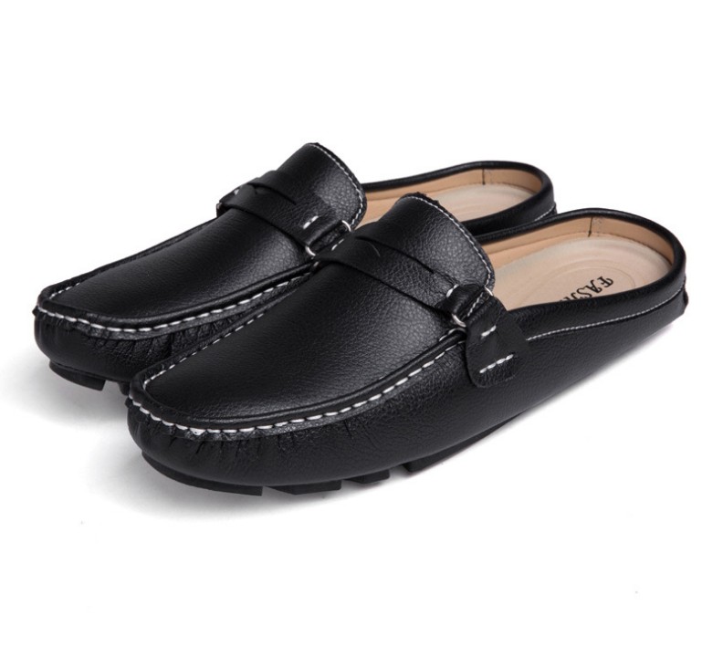 

Fashion Men luxurys Shoes Flats Summer Casual Slides Outside Sandals Beach Work Slippers Soft Leather Flip Flop Shoe, Black