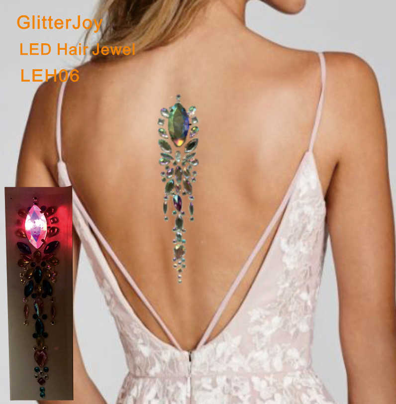 

LEH06 1 PC LED Body Jewelry Stick on Temporary Tattoo best Hair Accessories for festival Makeup Sticker