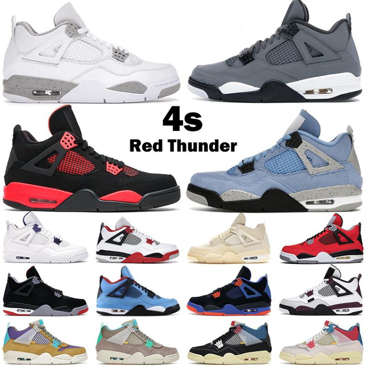 

2022 men women basketball shoes jumpman 4s 4 Red Thunder Desert Moss Taupe Haze University Blue White Oreo Military Bred mens trainers sports sneakers, Box