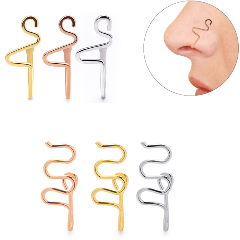 

Non Piercing Body Jewelry Copper Clip On Nose Rings Fake Septum Jewels For Men and Women