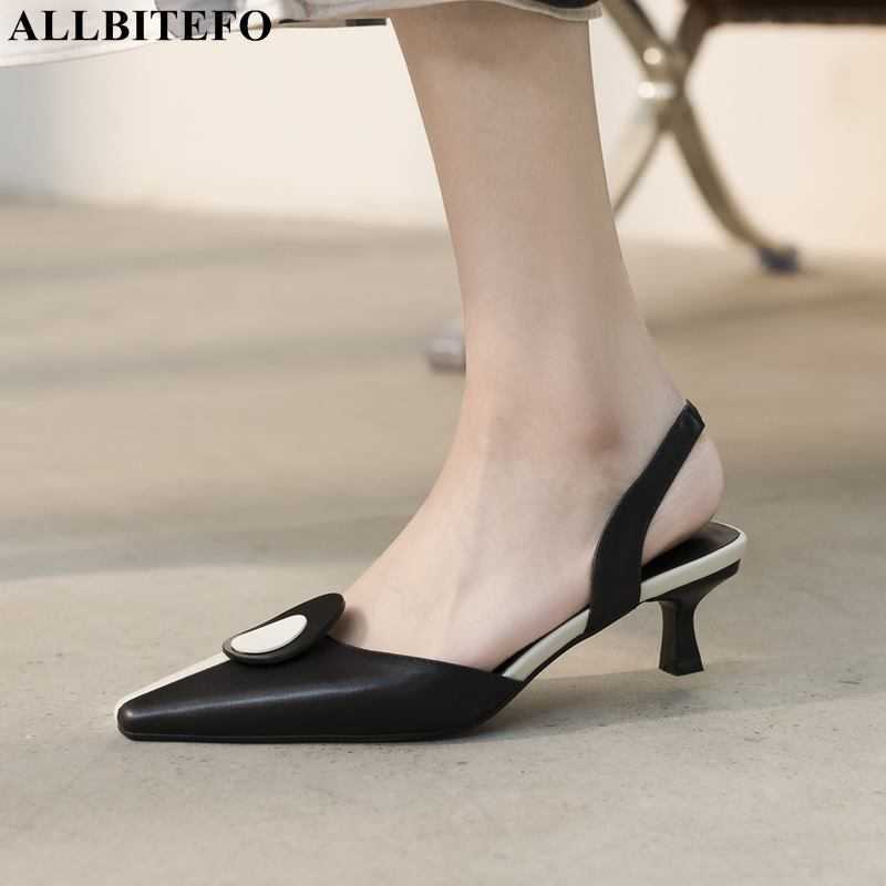 

ALLBITEFO Size 33-41 Expose The Heel Mixed Colors Genuine Leather Women Heels Sandals Fashion Sexy Girls Shoes Sandals For Girls 210611, As picture