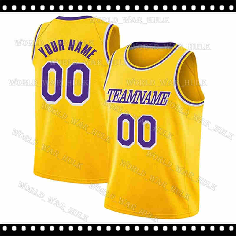 

Custom DIY Men's Design Los Angeles Basketball Jersey Sports Shirts Personalized Stitched Letters Team Name and Number Uniform Tank Tops for Men Jerseys Yellow City