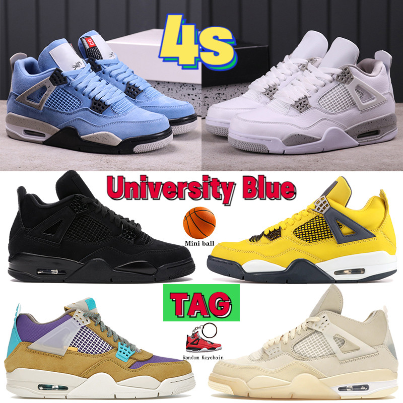 

2021 Top 4 4s Basketball Shoes University Blue white oreo shimmer black cat SP desert moss metallic purple bred men women Trainers sneakers, 39 bubble wrap packaging