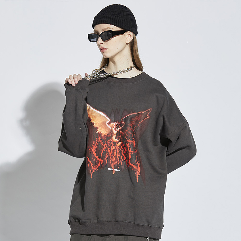 

men's hoodies & sweatshirts -year-old devil angel pullovers hip hop men's sweatshirts cotton hoodies harajuku oversize hiphop rele, Black
