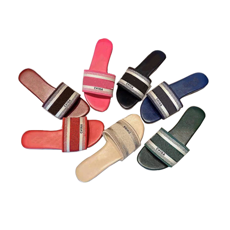 

Slippers High-quality Sandals for Women Summer Rubber Sandals Beach Slip-proof Fashion Wear-resistant Indoor Shoe Size 35-41 with Box 01102, #1