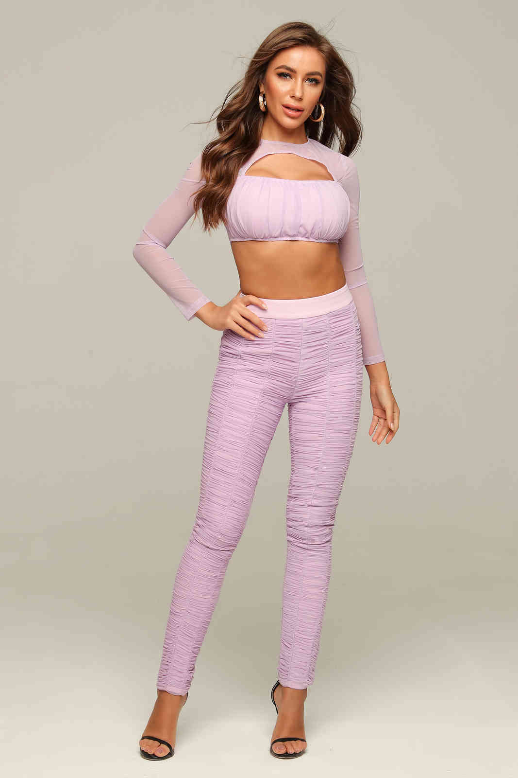 

Women's Blouses & Shirts Arrival Violet Suit Sexy Long Sleeves Jumpsuit Hollow Out Celebrity Bandage Set Vintage Vestios Bandagem, Beige