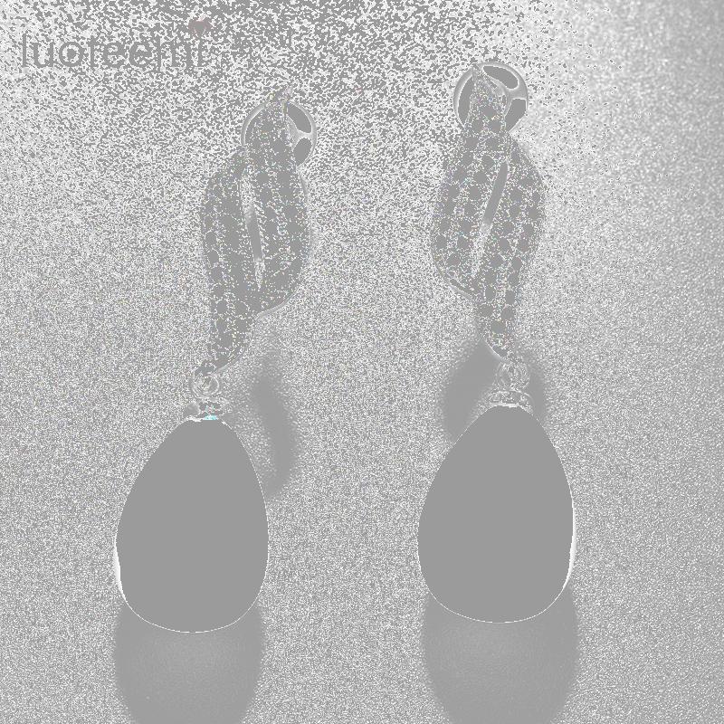 

Dangle & Chandelier LUOTEEMI Fashion Bridal Shell White Water Drop Pearl Earrings Cubic Zirconia Silver-Color Elegant Brincos Jewelry Wholes