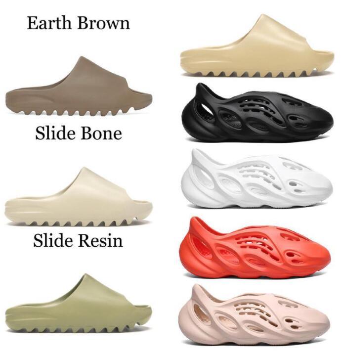 

Cool Sandals shoes Fashion slipper desert sand resin earth brown Summer Platform Sandale Foam Runner Triple Black Bone White men slippers with box