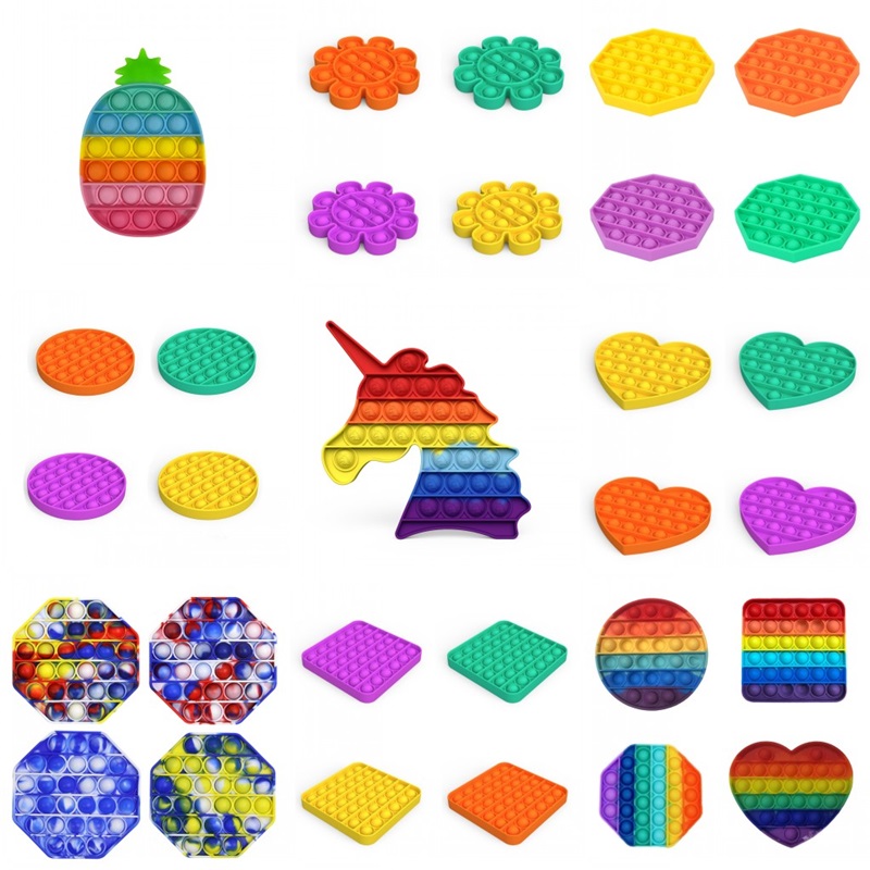 

37style Push Pop Bubble Sensory Fidget Toy Autism Squishy Stress Reliever Toys Adult Kid Unicorn Pop Fidget Toys x002 607 T2