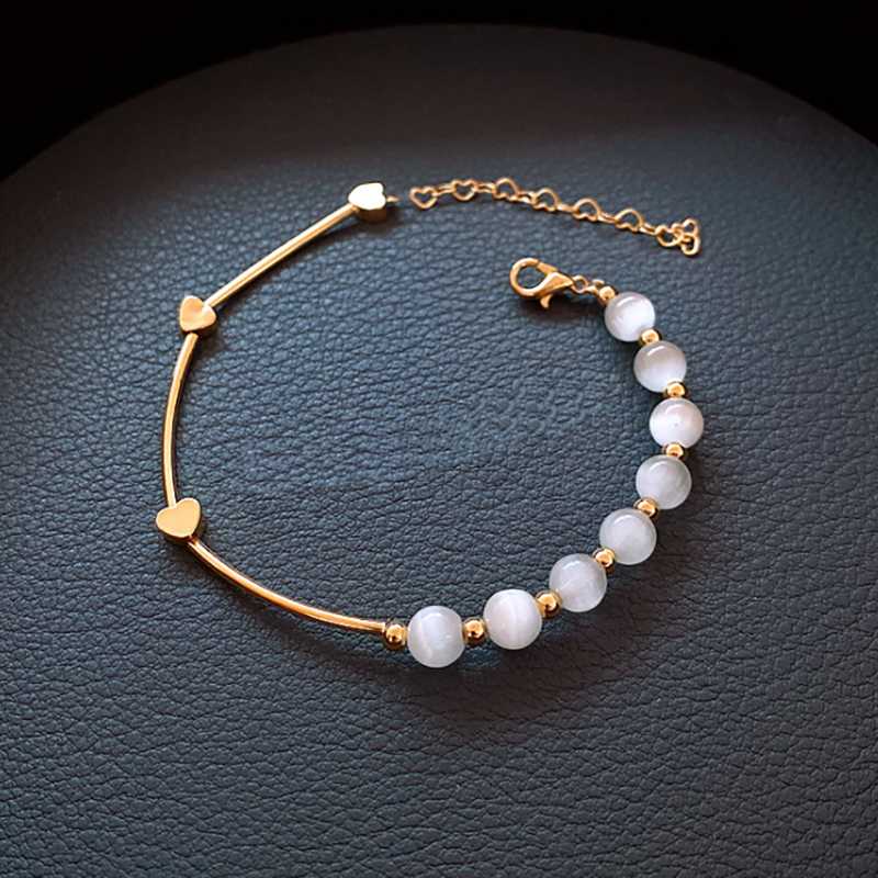

Link, Chain Gold Plating Opal Bracelet Korean Fashion Love Pearl Trendy Women Adjustable Ins 2021