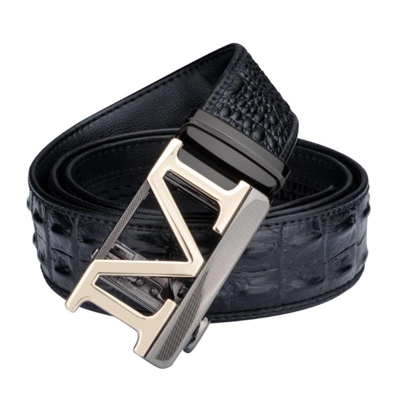 

Design Belts Top Quality Crocodile Leather Genuine Luxury For Male DUBULLE Alloy Automatic Buckle Belt DN-0058, Black;brown