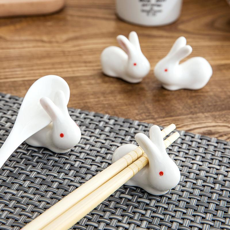 

Ceramics Chopsticks Spoon Forks Knife Rest Holder Durable Lovely Chopstick Rack Stand Table Decor