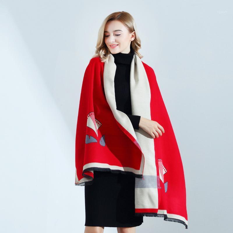 

Scarves Fall/winter Ladies Fashion Joker Warm Padded Cashmere Scarf Shawl, Blue;gray