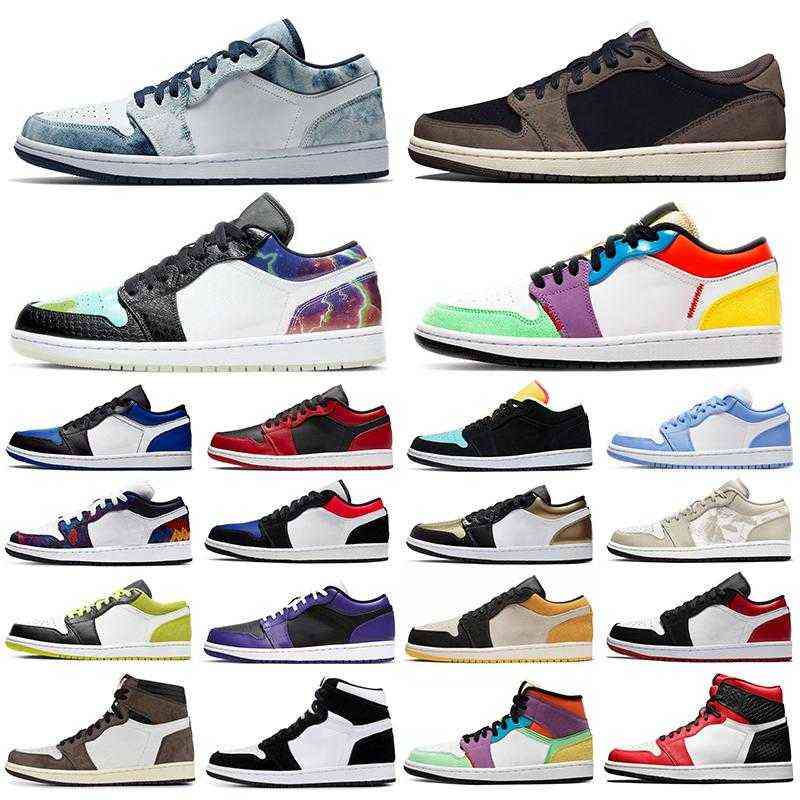 

Jumpman Low 1 1s basketball shoes top OG black toe court purple SP Travis men women sneakers Eur 36-46 with box