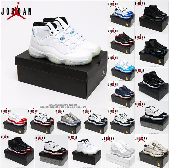 

[With box]men Air jordan 11 11s basketball shoes Light Bone low Bred Space Jam Cap and Gown Gamma Blue jumpman sneakers women trainers, I need look other product