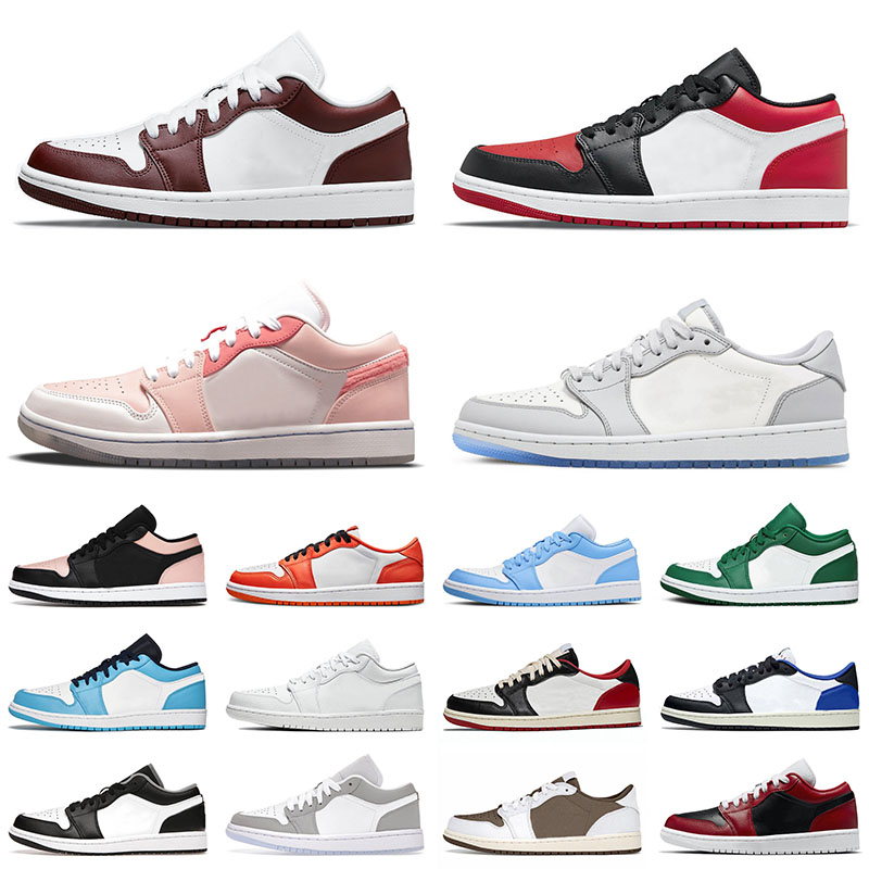 

Jorden1s Jumpman 1 Low Basketball Shoes Designer Womens Mighty Swooshers Light Chocolate Aluminum Bred Toe Shadow Pollen Men Trainers Mocha UNC 1s Sneakers Sports, 36-46 reverse bred