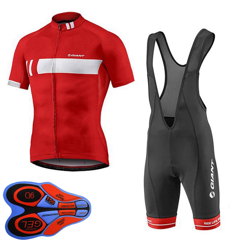 

pro Team GIANT cycling jersey Set men Short Sleeve Shirts And Bib Shorts Bike clothing road Racing wear Bicycle Maillot Ropa Ciclismo summer, Black;red