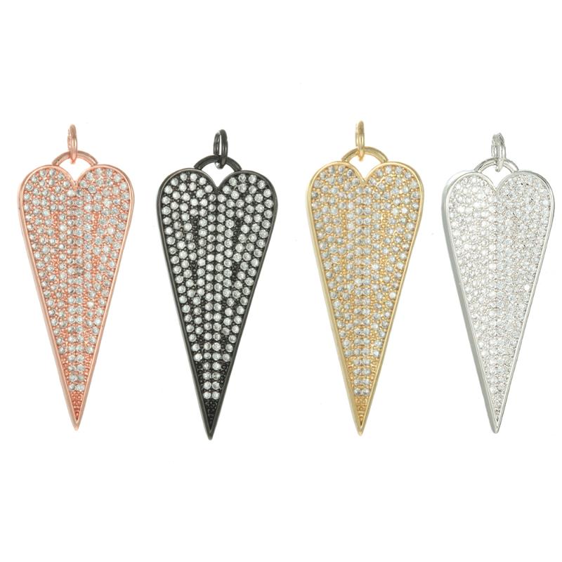 

Charms Heart Design For Jewelry Making Supplies Gold Pendant Diy Earring Necklace Bracelet Copper CZ Accessories, Bronze;silver