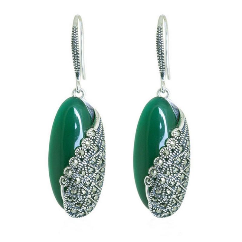 

Dangle & Chandelier Jade Angel Thai Sterling Silver 10x22mm Green Onyx Moonstone Garnet Marcasite Earring Fine Women