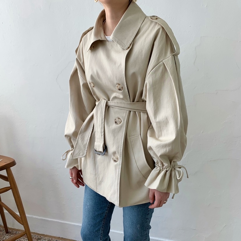 

Autumn Women Loose Trench Coat Fashion Elegant Long Sleeve Double Breasted Flare Lace Up Overcoat Korean Jacket 210518, Khaki
