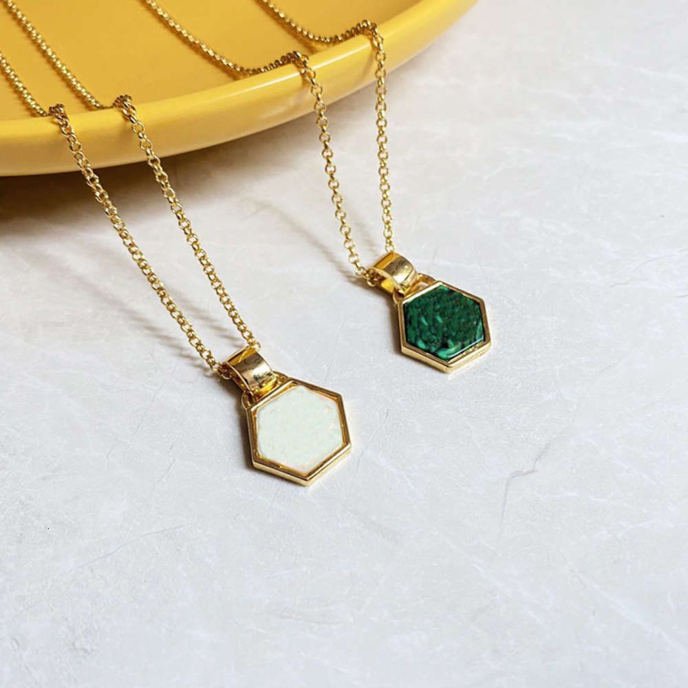 

Fashion Style Lady 316L Titanium steel Necklaces With Single Heart jewelry locket TB colorful shell polished hexagonal commuting women Necklace, Silver