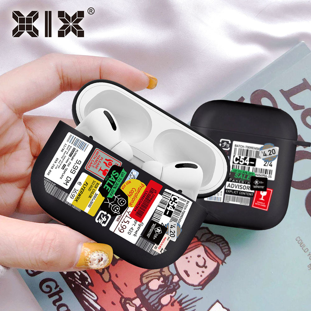 

Silicone Cover for Airpods 1/2 Earphone Travel Label Black Soft Protector Fundas Airpods Pro Case Air Pods Charging Box Bags