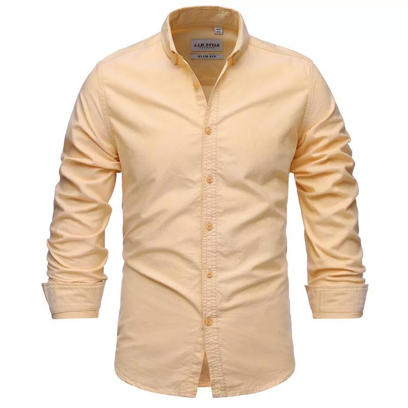 

Men's Dress Shirts Men 100% Cotton Oxford Shirt Pink White Spring Summer Casual Long Sleeve Slim Fit Social, No.3