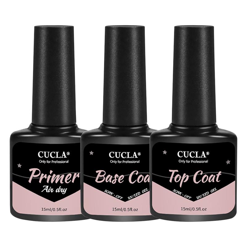 

3pcs Primer Top Coat Base No Wip Matte Nail Art Soak Off Lacquer Long Lasting Gel Manicure
