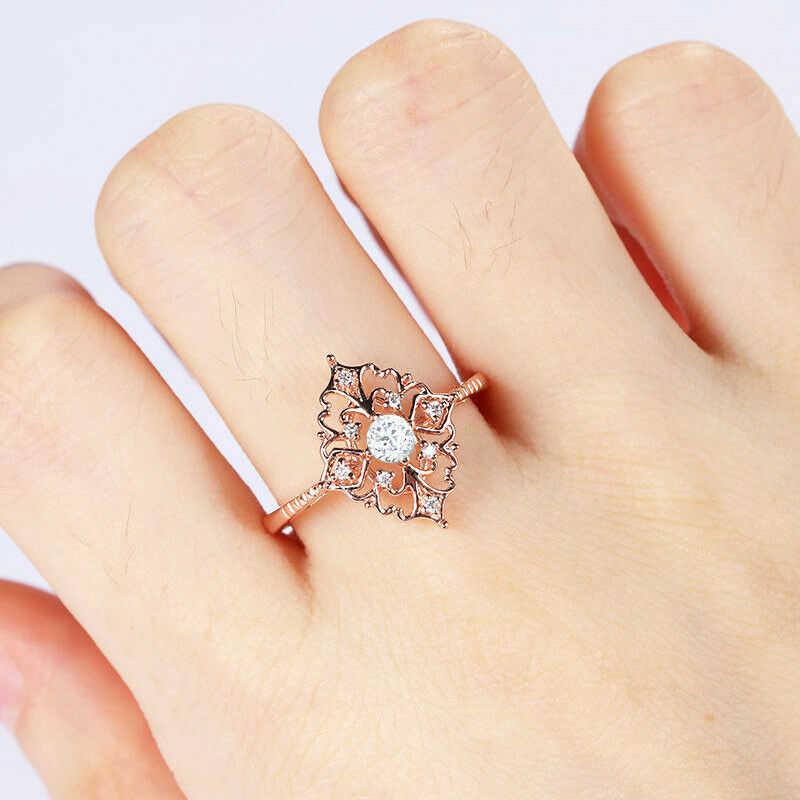 

Wedding Rings Fashionable And Exquisite Slim Rose Ring Rivet White Women's