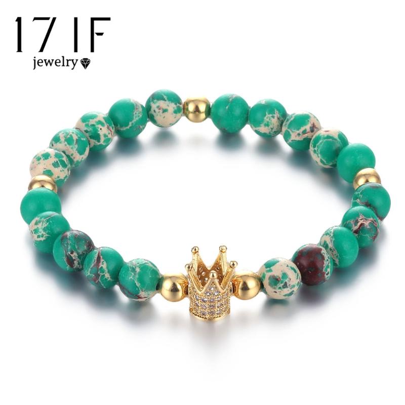 

Beaded, Strands 17IF Fashion Crown Charm Beads Bracelet For Women Men Natural Stone Handmade Cuff Wristband Beaded Couples Bracelets & Bangl, Black