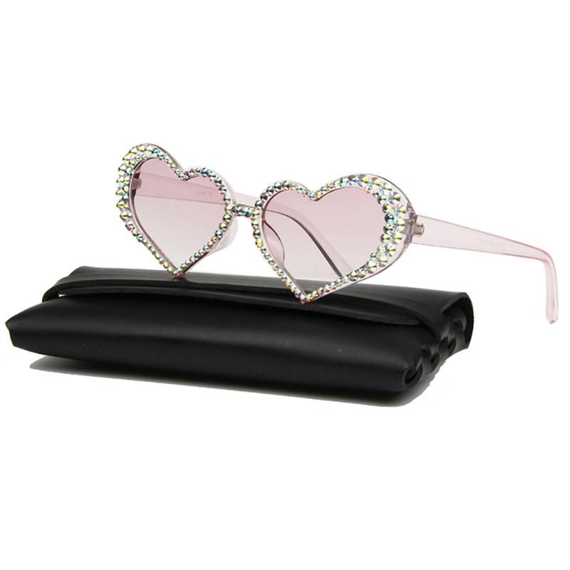 

Sunglasses Heart Women Designer Cat Eye Handmade Diamond Inlaid Frame Sun Glasses Lady Lovely Sunglass UV400 JDA3283