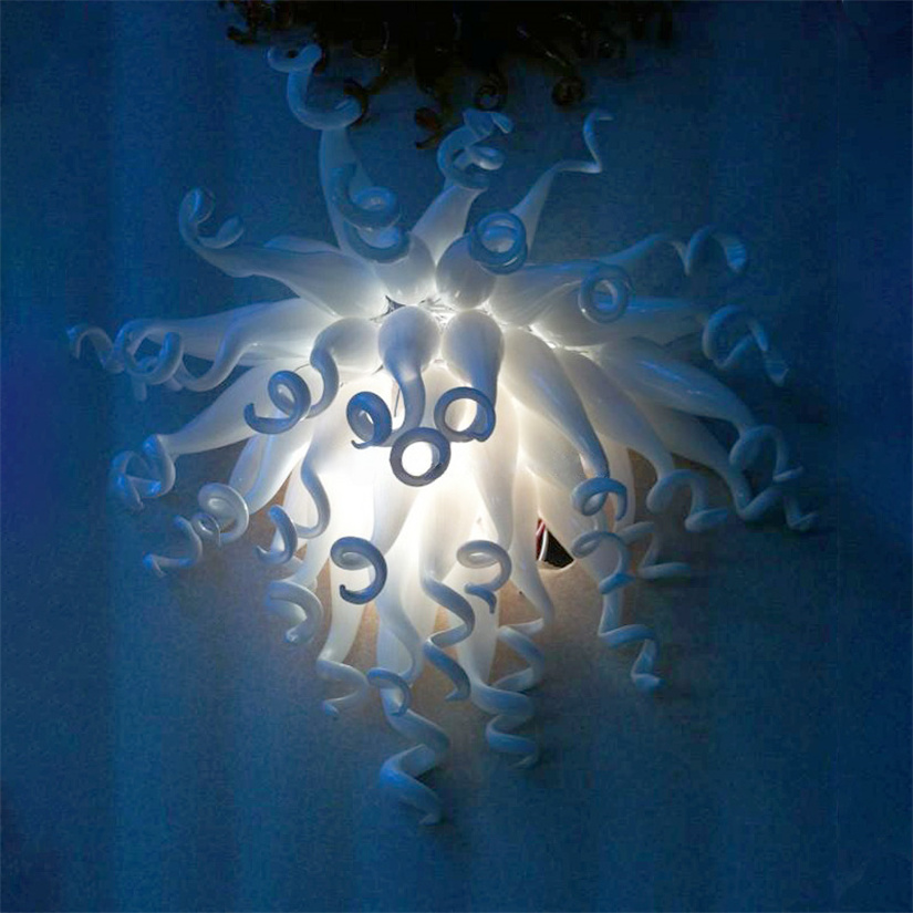 

Tiffany Hand Blown Flowers Lobby Lamps Indoor Lighting Decoration Custom Made Murano Glass Style 40*50cm White Color Hanging Wall Art