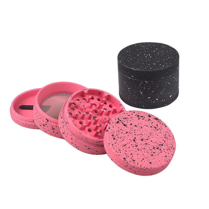 

UPS or DHL 63mm rubber paint colorful smoke grinder four layer flat wave point water drop aluminum alloy herb grinders