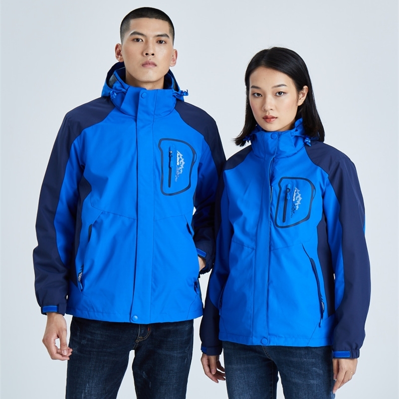 

Autumn winter new color matching stormsuit men's and women's windproof thickened warm outdoor clothing group purchase sticker, Male black