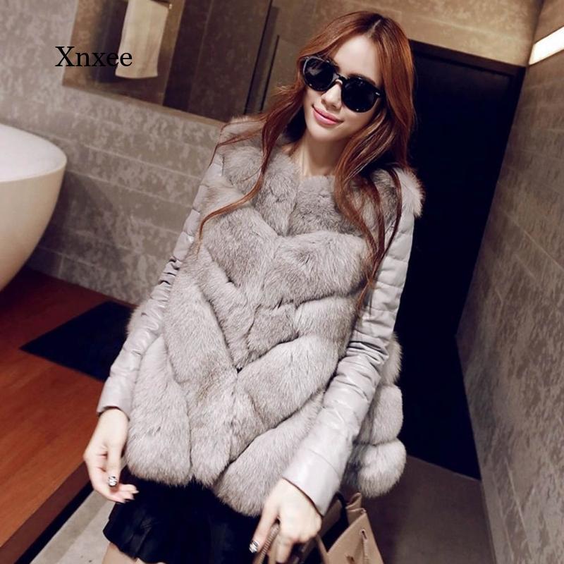 

Women's Fur & Faux Plus Size Winter Imitation Stitching Coat Temperament Solid Color Hidden Pocket Fashion Jacket, Black