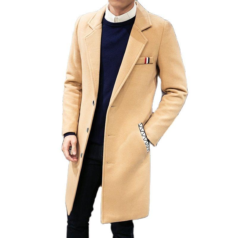 

Men's Jackets M.Y.FANTASY Fashion Boutique Solid Color Windbreaker Long Slim Jacket Large Size Autumn And Winter Casual Business, Black;brown