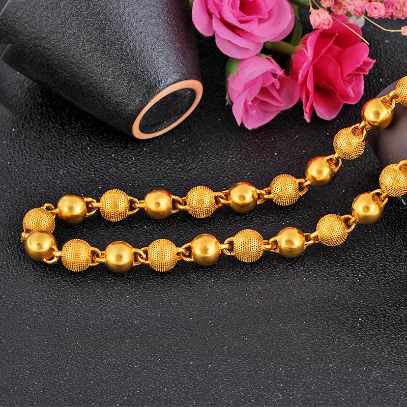 

Chains Fashion All-match Jewelry Gold Filled Solid Frosted Transfer Light Bead Chain Necklace Men's Gift