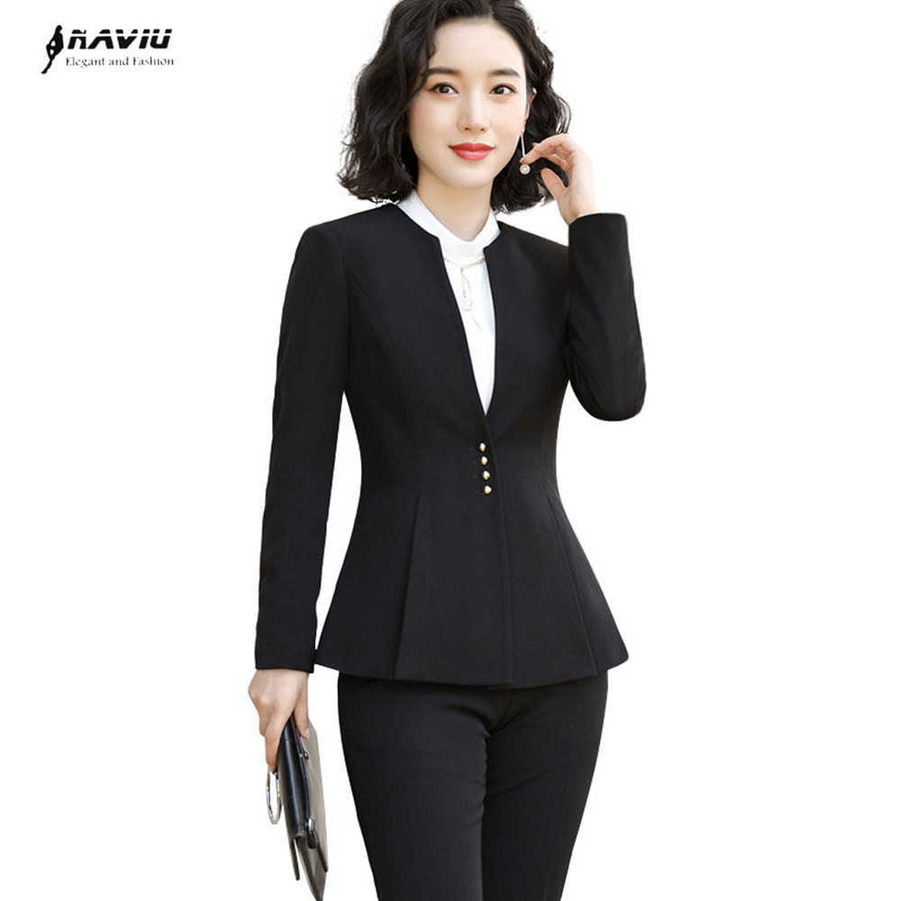 

Naviu Fashion Women Suit High Quality Two Pieces Set For Autumn and Winter Clothes Formal Office Work Wear 210604, Red coat and skirt