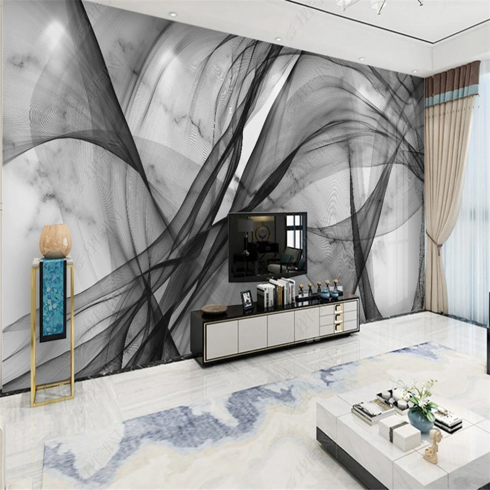 Modern minimalist abstract line marble wallpapers landscape TV background wall-image-688890141