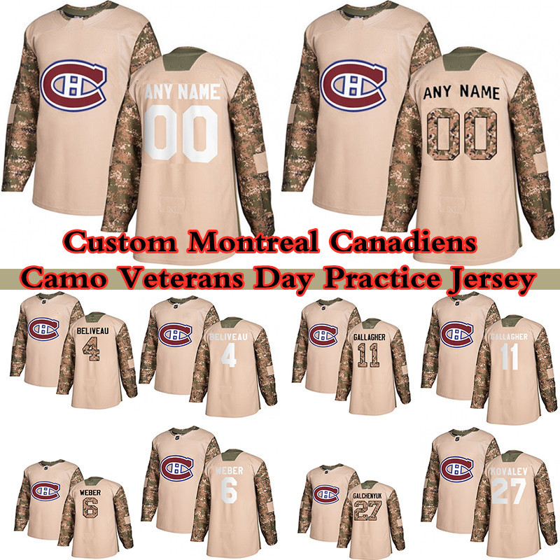 

Custom Montreal Canadiens Camo Veterans Day Practice hockey jerseys 14 Nick Suzuki 31 Carey Price 11 Brendan Gallagher any name and number, Black;red