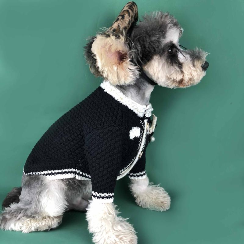 

Dog Apparel Luxury Pet Clothes Warm Autumn Winter Cardigan Sweater Small Medium-sized Schnauzer Bomei Teddy Dog, High-end Clothing, White