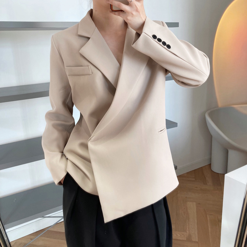 

Women's Jackets Spring New Turn Down Collar Blazer Women Button Casual Loose Long Sleeve Woman Fashion Tops Femme S3PX, Black