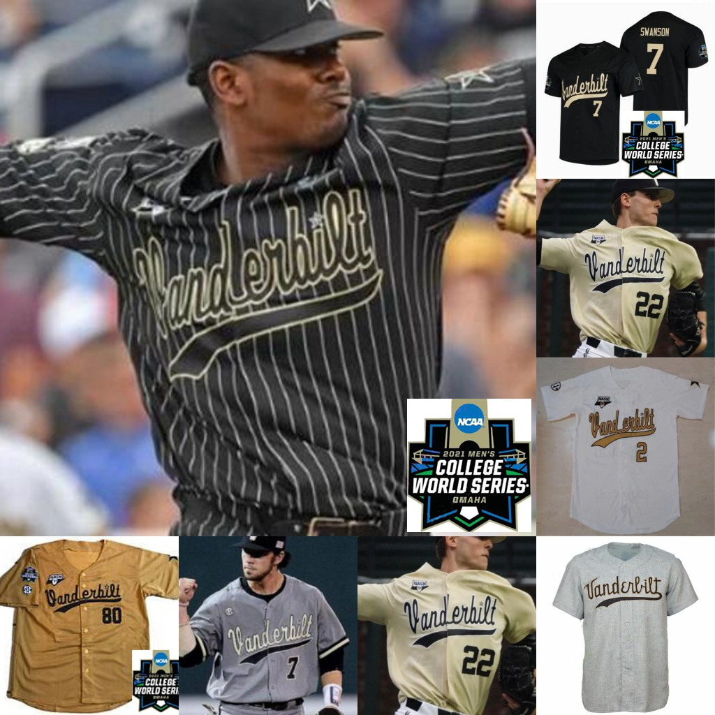 

Vanderbilt Commodores NCAA College Baseball WS Jersey Jack Leiter JJ Bleday Cooper Davis Austin Martin Dansby Swanson Tim Corbin CJ Rodriguez, Black
