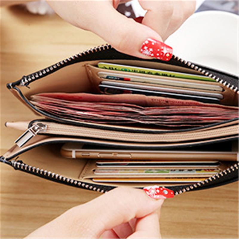 

Wallets ALCEVR Purse Women Red/blue/yellow/black/pink/green/purple/coffee Wallet Female PU Leather Long Cellphone Bag Card Holder