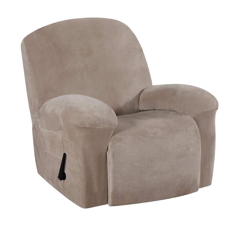 

Chair Covers Stretch Velvet Lounge Recliner Furniture Slipcovers With Side Pocket
