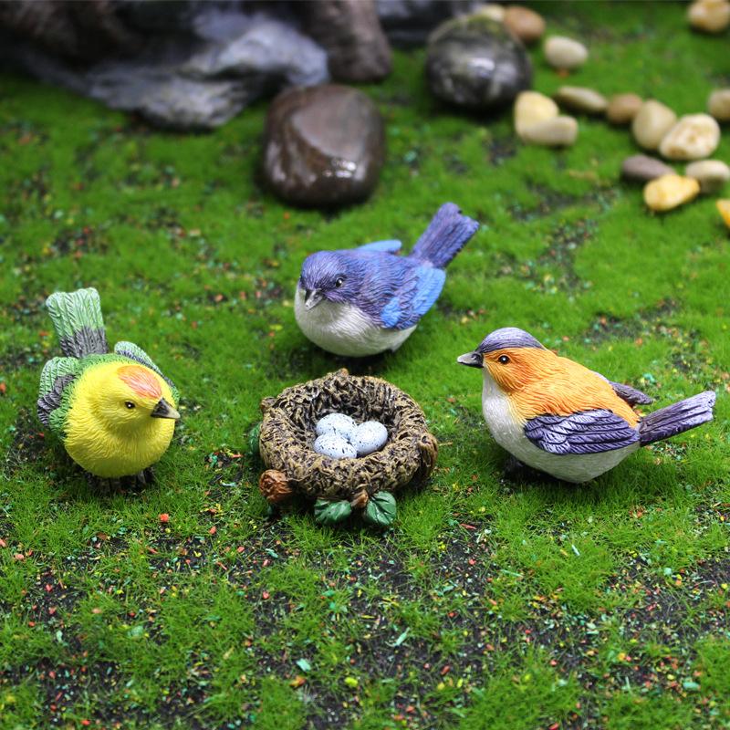 

Decorative Objects & Figurines Resin Cute Simulation Little Birds Animal Model Home Ornament Bird Egg Figurine Miniature Crafts Garden DIY A