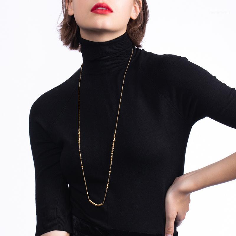 

Chains ROPUHOV Double Layer Balls Necklace Gold Color Stainless Steel Beads Choker Necklaces Fashion Jewelry For Women Collier