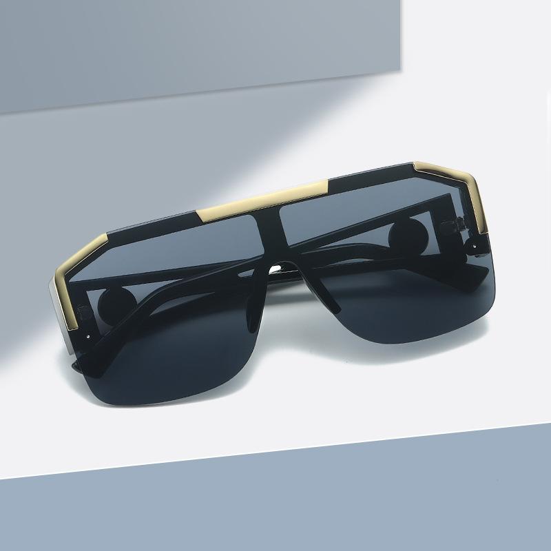 

Fashion Square Frame Sunglasses Personality Male And Female Metal One-piece Women