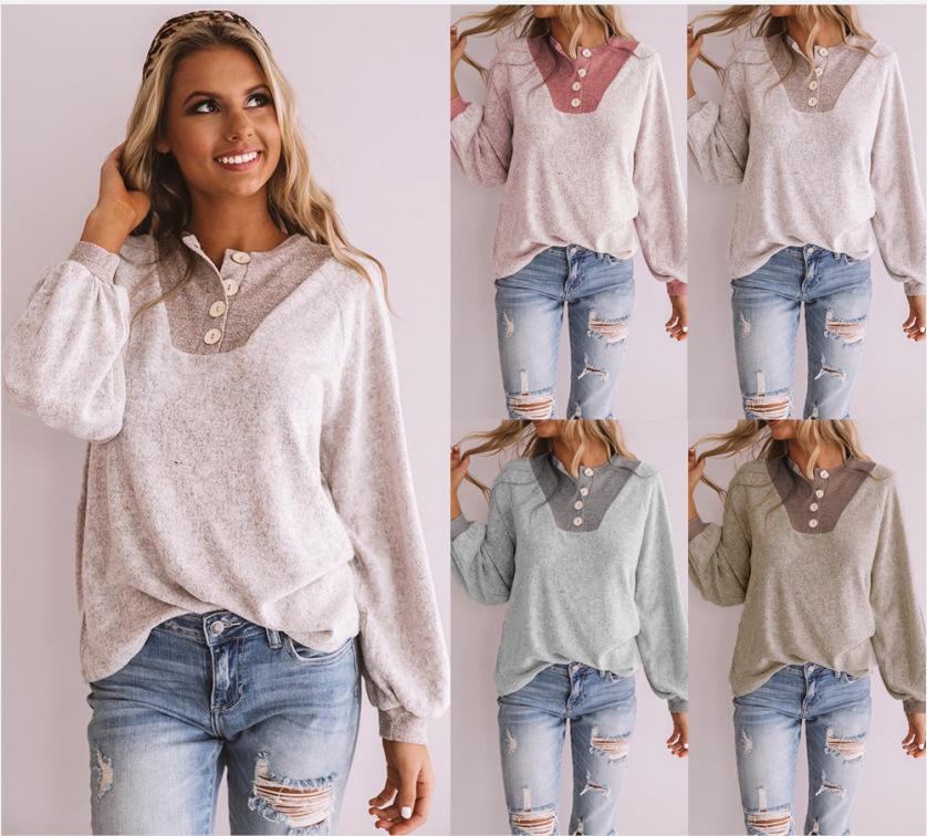 

Women's Sweaters Fashion Button V Neck Jumper Sweater Women Casual Full Sleeve Autumn Winter Patchwork Knitted Pullovers Tops 2022, White;black